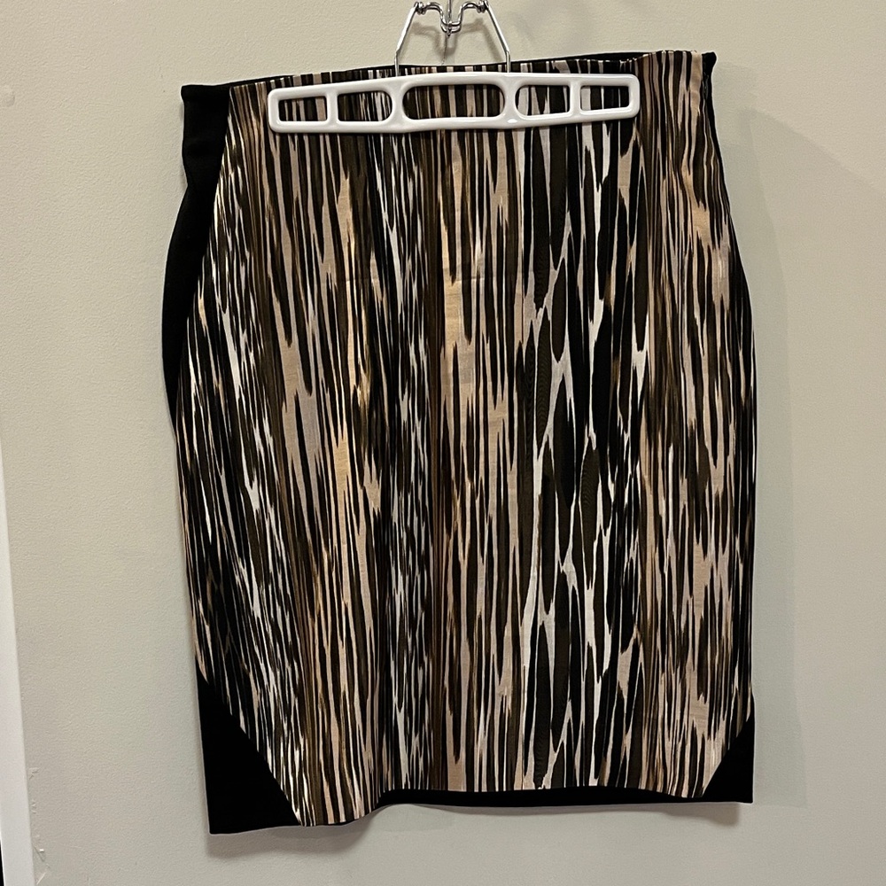 DVF Black and Brown Patterned Silk Skirt